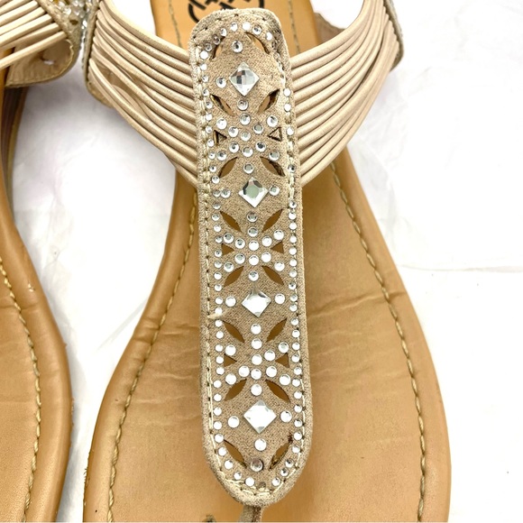 ☀️ Daisy Fuentes Rhinestone Cut Out Neutral Summer Sandals Size 10 - Picture 6 of 9